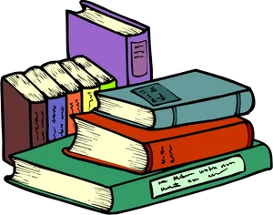 Colorful Stacked Books Clipart PNG Image