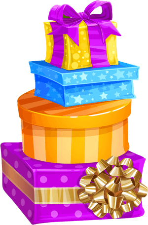 Colorful Stacked Gift Boxes PNG image with transparent background
