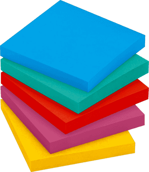 Colorful Stacked Post It Notes PNG image with transparent background