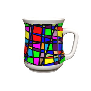 Colorful Stained Glass Mug Design PNG