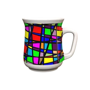 Colorful Stained Glass Mug Design PNG Image