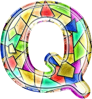 Colorful Stained Glass Q Letter Balloon PNG Image