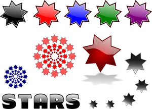Colorful_ Star_ Collection_ Vector PNG Image