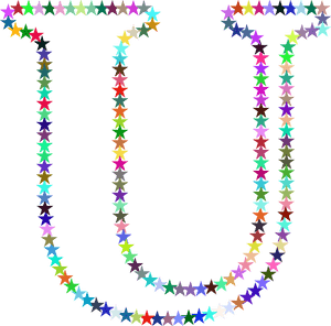 Colorful Star Pattern U Shape PNG image with transparent background
