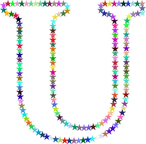 Colorful Star Pattern U Shape PNG Image