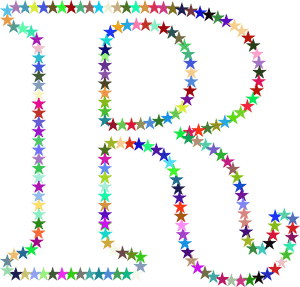 Colorful_ Star_ Patterns_ Forming_ Letters PNG image with transparent background
