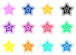 Colorful Star Stickers Collection PNG Image