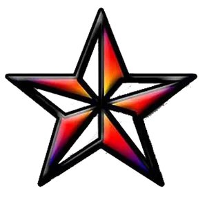 Colorful Star Tattoo Design PNG Image