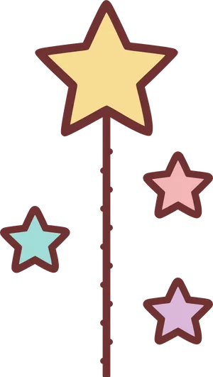 Colorful Star Wand Illustration PNG Image