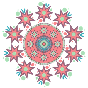 Colorful Starburst Mandala Art PNG Image