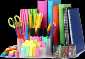 Colorful Stationery Collection PNG image with transparent background