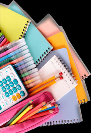 Colorful Stationery Collection PNG image with transparent background
