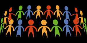 Colorful Stick Figures Circle Formation PNG image with transparent background