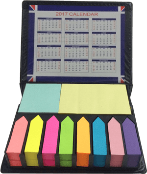 Colorful Sticky Notes With Calendar2017 PNG image with transparent background