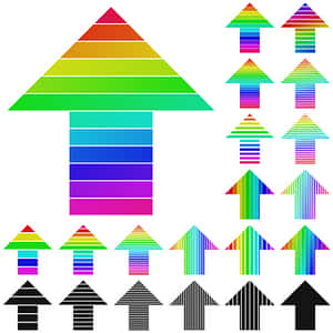 Colorful Striped Arrows Collection PNG image with transparent background