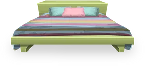 Colorful Striped Bed3 D Render PNG Image