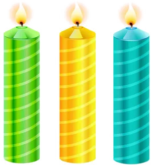 Colorful Striped Birthday Candles PNG Image