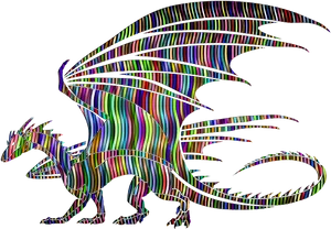 Colorful Striped Dragon Silhouette PNG Image