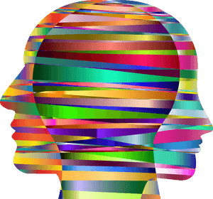 Colorful Striped Silhouette Profile PNG image with transparent background