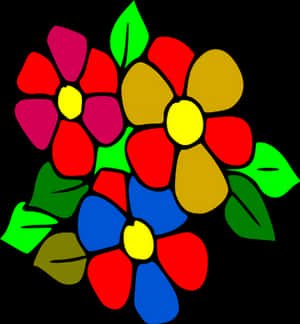 Colorful Stylized Flowers Vector PNG image with transparent background