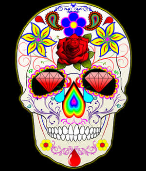 Colorful Sugar Skull Artwork PNG image with transparent background