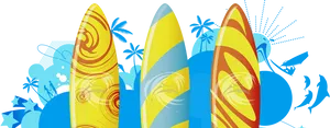 Colorful Surfboards Graphic PNG Image