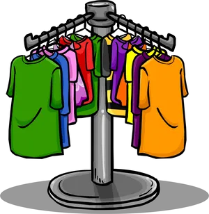 Colorful T Shirtson Clothing Rack PNG Image