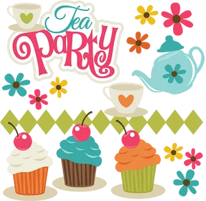 Colorful Tea Party Illustration PNG Image