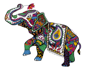 Colorful Thai Elephant Artwork PNG image with transparent background