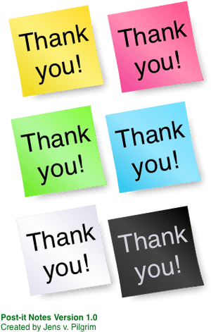 Colorful Thank You Post It Notes PNG image with transparent background