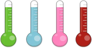 Colorful Thermometers Vector PNG Image