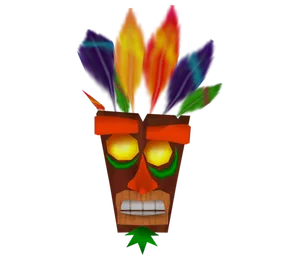 Colorful_ Tiki_ Mask_ Flames PNG Image