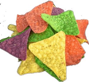 Colorful Tortilla Chips Pile PNG image with transparent background