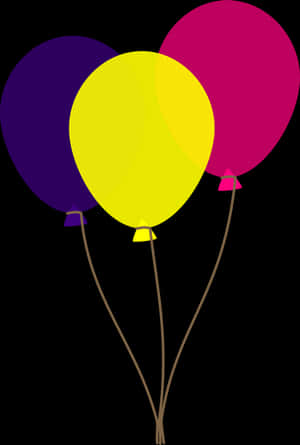 Colorful Trio Balloons Vector PNG with transparent background