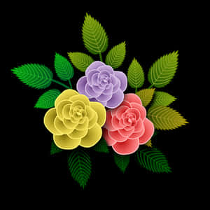 Colorful_ Trio_of_ Roses_ Vector_ Art PNG image with transparent background