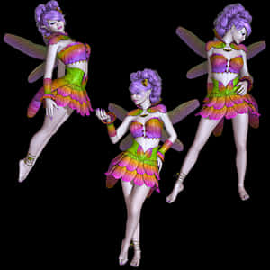 Colorful_ Trio_of_ Fairies PNG image with transparent background