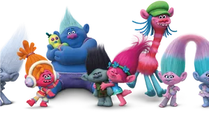 Colorful_ Trolls_ Characters_ Group PNG Image