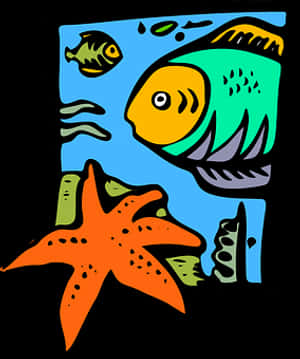 Colorful Underwater Cartoon Scene PNG image with transparent background
