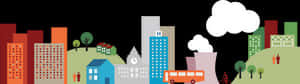 Colorful Urban Landscape Illustration PNG image with transparent background