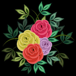 Colorful_ Vector_ Roses_ Arrangement PNG image with transparent background