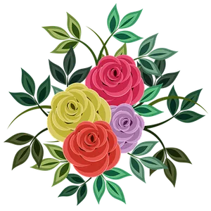 Colorful_ Vector_ Roses_ Arrangement PNG Image