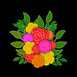Colorful Vector Roseson Black Background PNG image with transparent background