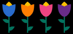 Colorful Vector Tulips Illustration PNG image with transparent background