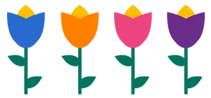 Colorful Vector Tulips Illustration PNG Image