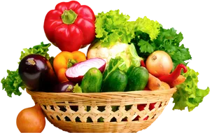 Colorful Vegetable Basket Assortment PNG Image