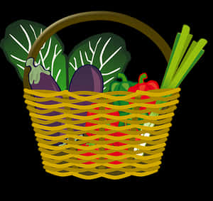 Colorful Vegetable Basket Illustration PNG image with transparent background