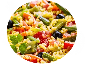 Colorful Vegetable Paella Dish PNG Image