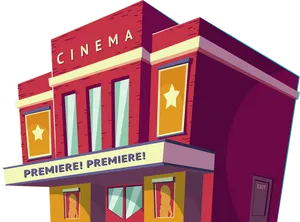 Colorful Vintage Cinema Facade PNG Image