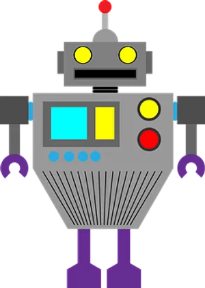 Colorful Vintage Robot Illustration PNG Image