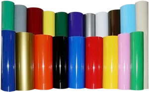 Colorful Vinyl Rolls Collection PNG Image